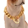 15mm Stainless Steel Dog Chain Metal Training Pet Collars Thickness Gold Silver Slip Dogs Collar for Large Dogs Pitbull Bulldog 664 V2