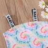 Sling Letter Printing Kinderkleding Set Mode Tie-Dye voor Jongens en Meisjes Zomer Kinderen Sportpak 210515