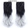 7 stks / set 130G Synthetische Clips Hair Extensions Pieces Ombre Curly Grote Golvende Hoge Temperatuurvezel voor Vrouwen