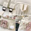 3D حقيبة الظهر الوردي الكرتون الإناث الأرنب أنيمي حقيبة مدرسية kawaii كلية الفتيات الصلبة الرباط bookbag كوريا 202211
