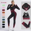Colors Seamless Sport Yoga Suit Women Gym Clothes Athletic Wear Fitness Pants Sports Bra Crop Top Long Sleeve Workout Set 210813
