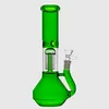 10.5Inch Glass Beaker Bong Frosted Hookah wholesale pink&green Colorful Water Pipe High Tall Dab Rigs With Downsteam