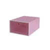 Abbigliamento Armadio Storage 1pc Scatola per scarpe trasparente pieghevole Organizzatore per scarpe impilabile in plastica Colore solido per la casa Trasparente