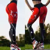 Sexy Hart Print Leggings Dames Rood Zwart Patchwork Sporting Broek Fashion Gedrukt Women's Fitness 210607