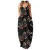 Lato Sexy Spaghetti Pasek Plaża Wakacje Long Plus Size Sukienka Kobiety Bez Rękawów V-Neck Floral Print Boho Maxi Party Dresses 5XL Q0713