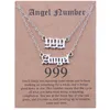 Numéro d'ange Collier pendentif Collier en couches Carte de souhaits 000 1111 111 222 333 444 555 666 777 888 Numerology Lucky BFF Friendship 8961198