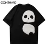 Harajuku Tshirts Panda Patchwork Korte Mouw Tees Shirts Hip Hop Mode Casual Katoenen T-shirt Streetwear Summer Tops 210602