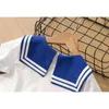 Summer Girls' Clothing Sets British Style T-Shirt+Pleated Skirt+ Bow Tie 3PCS School Student Uniforms Kids Children Clothes 210625