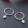 100% 925 Sterling Silver 16mm hoop örhänge för kvinnor hjärta örhängen smycken gåva