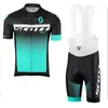 Mens Scott Team Cykling Jersey Bib Shorts Sätter Andningsbara Racing Cykel Uniform Kortärmad MTB Bike Kläder Y21032213