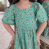 Summer Halter Bowknot Girls Dress Short-sleeved Children Floral 3-7 Years Old Printed Children's Clothes 210515