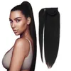 Clip in Ponytail Hair Extension sleek Straight Long human Wrap Around Fake Pony Tail False Afro Hairpiece 120g