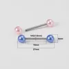 다채로운 진주 혀 피어싱 링 바벨 스터드 젖꼭지 반지 귀 연골 트 러스 바 스테인레스 스틸 바디 쥬얼리