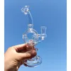 Trasparente Recycler Glass Water Bong Dab Rig Fumo spesso Shisha Narghilè Pipe Clear Smoke Pipe Oil Dab Rigs Con ciotola 14mm Commercio all'ingrosso