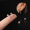 Mode zircon hjärtformade skruvboll studs rostfritt stål tunn stång piercing smycken