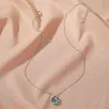 Blaue Meerjungfrau Halskette Persönlichkeit Fischschwanz Schlüsselbein Kette Trendy Kreative Ozean Blau Kristall Anhänger Frauen Schmuck für Hochzeit G220310