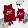 Sommerliche weinrote Tanktops mit Krawattenknoten vorne für Mama und mich 210528