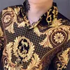 Casual Bluzka Homme Barok Bankiet Koszula Paisley Czarny Złoty Mężczyźni Luksusowy Koreański Z Długim Rękawem Drukuj Slim Fit 210809