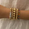 Beaded, Strands 5 Pcs/set Gold Color Acrylic Beads Bracelet For Women Colorful Africa Letter Inital Bracelets Set Boho Braclet Accessories