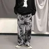 Tie Dye Print Cargo Loose Jogger Wide Leg Pant Harajuku Streetwear Koreanska Punk Byxor Kvinna och Man Hip Hop Track 210422