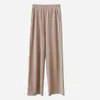 Slacks Dames Losse Zomer Broek Zachte Ijs Zijde Enkellange Zwart Wide Been Grey Khaki Dames Hoge getailleerde Broek 211124