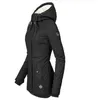 Kvinnors Classic Black Plus Velvet Jacket Tjock Vaded Coat Hooded Coat Höst och Vinter Outwear