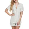 Summer Women Sleepwear Faux Silk Satin Piżamy Zestaw Krótki Rękaw Garnitur Kobiet Homewear