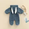 Automne hiver nouveau-né bébé fille vêtements mignon flanelle oreilles de lapin fermeture éclair manches longues chaud barboteuse combinaison tenue vêtements