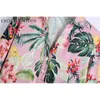 Tropical Print Casual Holiday Beach Tops Summer Fashion V Neck Button Front Drop Shoulder Women Loose Blouses Female 210604