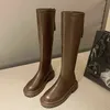 2022 Brand Women's Winter Boots Long Knee-high Luxury Chelsea Platform Shoes Zipper Round Toe Chunky Thigh High Boots Zapatos 211116