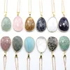 Natural Quartz Stone Pendant Necklace for Women Healing Jewelry Pendulum Amethysts Amazonite Labradorite Pink Crystal Necklace