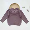 Baby Girls Sweater Autumn Toddlers Crianças Tops Tops Coreano Estilo Puro Cor Peter-Pan Collar Suéteres 211201