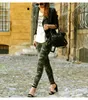 Youaxon Kadınların S-XXXXXL Artı Boyutu Chic Camo Ordu Yeşil Skinny Kot Kadınlar için Femme Kamuflaj Kırpılmış Kalem Pantolon 210708