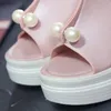 Zapatos de plataforma para mujer, zapatillas para mujer, parte inferior gruesa, perlas sólidas, sandalias de cuña impermeables, chanclas de verano, zapatos de playa