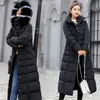 Ankomst Fashion Slim X-Long Women Winter Jacket Bomull Vadderad Varm Tjockad Ladies Coat Long Coats Parka Womens Jackor 210528