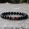 8mm naturlig lava sten trä pärlstav strängar charm armband elastisk armband parti dekor handgjorda smycken för kvinnor män