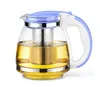 1500ml Heat-resistant glass tea pot kettle with 304 stainless steel infuser pots for party heated container brewing 210621