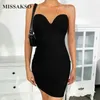 Missakso Women Bodycon Mini Dress Backless Night Club Elegant Party Sexig Summer Chains Strap Dress Black 210625