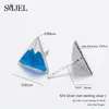 Creative Tiny Snow Mountain Earring Sliver Blue Sky Enamel Stud Earrings For Women Jewelry Gifts Boucle D'oreille