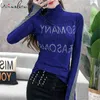 Women T-shirts Casual Diamonds Tops Tee Spring Female Long Sleeve Slim T shirts Cotton For Womens Clothing T03911B 210421