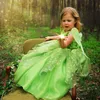 Trilly Abito da spettacolo cosplay per neonato Tollder 2021 con abiti da cerimonia per bambina in organza verde con volant ala principessa