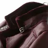 Winter Women's Leather's Thick Lapels de mangas compridas Uma jaqueta quente Moda Cinto de temperamento casual com cor sólida algodão casaco feminino