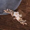 Haarclips Barrettes Bruid Wedding Bloemkam Handgemaakte sieraden Kopjes Parel zijkammen bruids kapsel decoratieve accessoires voor meisje