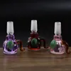 Smoking Colorful Pyrex Thick Glass 14MM 18MM Male Joint Funnel Bowl Filter Replaceable Portable Non-slip Handle Chomper Shape Dry Herb Tobacco Oil Rigs Bongs Tool