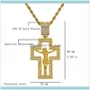 Pingente JewelryPendant Colares Hip Hop Bling Cor de Ouro Aço Inoxidável Inri Crucifix Jesus Hollow Cross Pingentes Colar para Homens Jóia