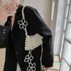 Handmade Women Flower Pearl Bags Beaded Shoulder Charm Acrylic Beads Bag White Pearls Crossbody Evening Clutch Purse Cross Body