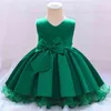 Bebé menina laço tutu princesa vestido para festa de casamento elegante beading flor crianças vestidos toddler crianças roupas 210508