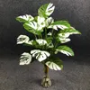 95cm 24フォーク熱帯のモンステラ大人の人工植物の偽のヤシの木の枝ホワイトプラスチックカメの装飾210624