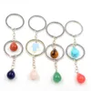 Natural Crystal Stone Lucky Alloy Pendant Key Rings Keychains For Women Men Jewelry Bag Decor Fashion Accessories