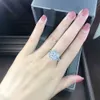 Lindo anel feminino de formato quadrado, brilho completo, micro pave, cristal, zircão, deslumbrante, anel de noiva, casamento, noivado, 185n